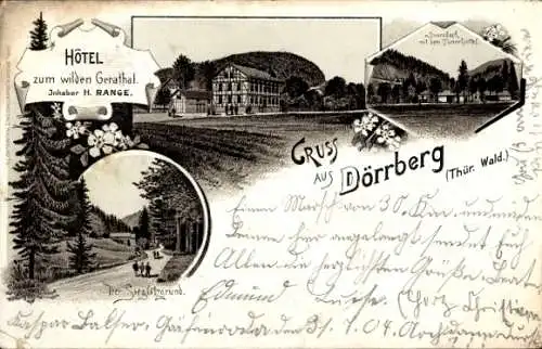 Litho Dörrberg Gräfenroda in Thüringen, Hotel zum wilden Gerathal, Sieglitzgrund