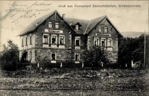 Ak Großpürschütz Saale Holzland Kreis, Restaurant Saalschlößchen