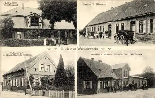 Ak Weißewarte Weissewarte Tangerhütte in der Altmark, Oberförsterei, Geschäftshaus, Post, Gasthof