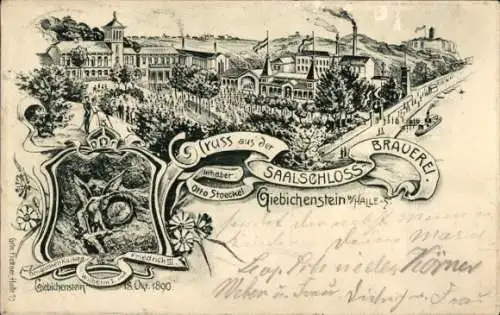 Litho Halle an der Saale, Saalschlossbrauerei Giebichenstein