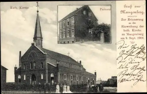 Ak Mangenberg Solingen in Nordrhein Westfalen, Kath. Kirche, Einweihung 1906, Pastorat