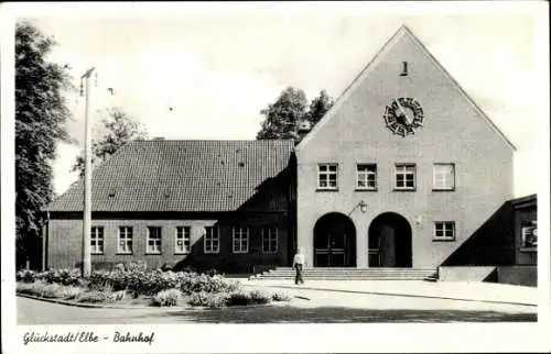 Ak Glückstadt an der Elbe, Bahnhof