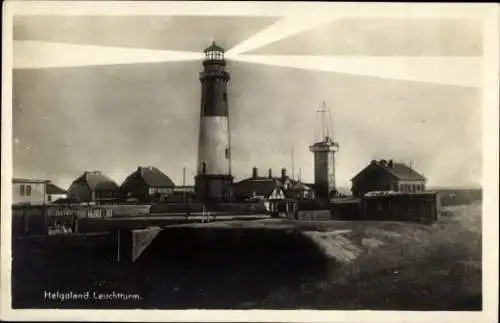 Ak Helgoland, Blick auf den Ort mit dem Leuchtturm