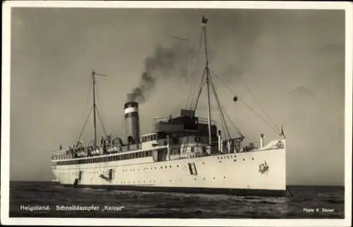 Ak Helgoland, Schnelldampfer Kaiser, HAPAG Seebäderdienst