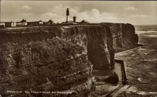 Ak Nordseeinsel Helgoland, Felsenklippen, Westküste, Leuchtturm