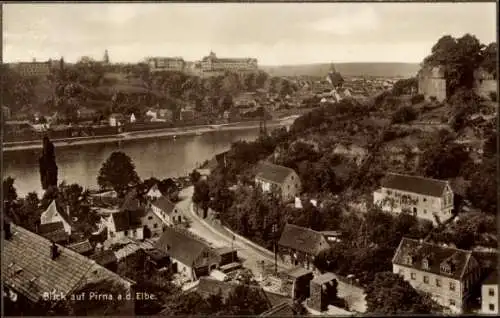 Ak Pirna an der Elbe, Panorama von Posta aus