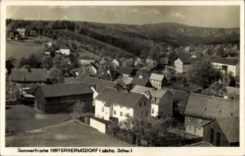 Foto Ak Hinterhermsdorf Sebnitz Sächs. Schweiz, Blick über die Dächer des Ortes