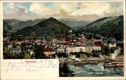 Litho Bad Schandau Sächsische Schweiz, Gesamtansicht