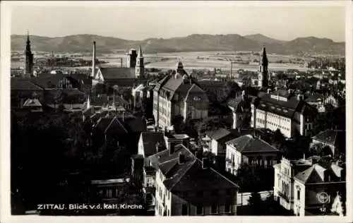 Ak Zittau in Sachsen, Stadt von der Kirche aus gesehen, nach dem Töpfer Hochwald Ameisenberg