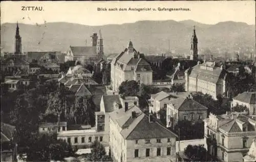 Ak Zittau in der Oberlausitz, Blick nach dem neuen Kgl. Amtsgericht und Gefangenenhaus