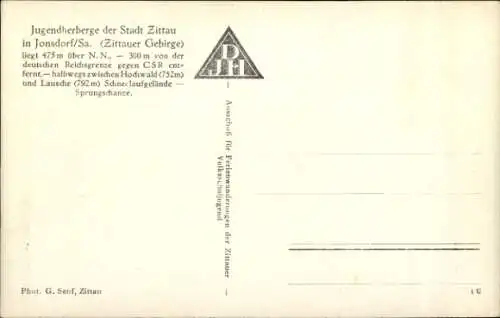 Ak Jonsdorf in Sachsen, Jugendherberge der Stadt Zittau, DJH