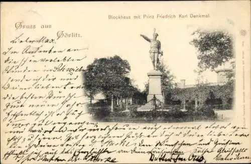 Ak Görlitz in der Lausitz, Blockhaus, Prinz Friedrich Karl Denkmal