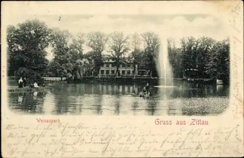 Ak Zittau in Sachsen, Weinaupark, Fontäne