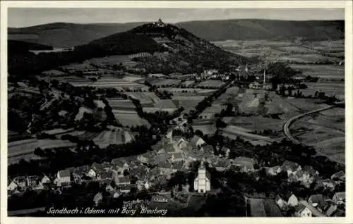 Ak Sandbach Odenwald Breuberg, Burg Breuberg, Fliegeraufnahme