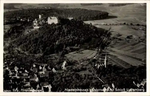 Ak Niedernhausen Fischbachtal im Odenwald, Fliegeraufnahme, Schloss Lichtenberg