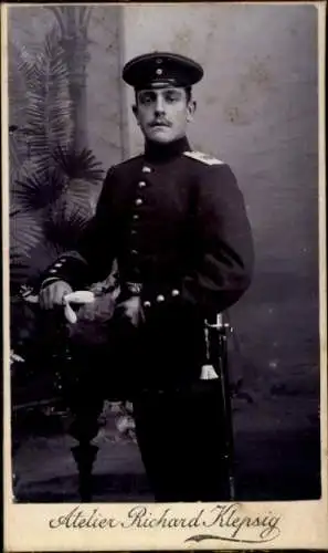 CdV Hildesheim, Deutscher Soldat in Uniform, Portrait, Atelier Richard Klepsig