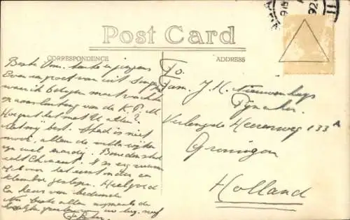 Ak Singapur, Postgebäude vom Wasser gesehen