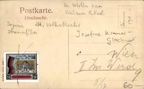 Ak Schauspielerin u. Sängerin Josefine Kramer-Glöckner, Wirtin zum Weißen Rössl, Portrait, Autogramm