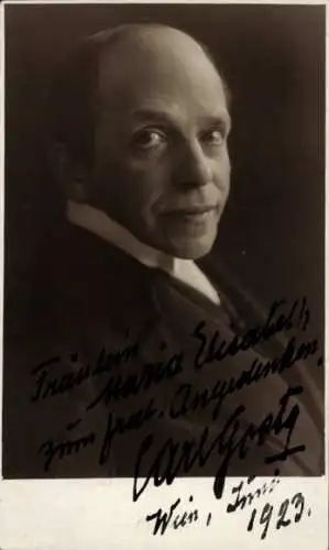 Ak Schauspieler Carl Goetz, Portrait, Autogramm, Wien 1923