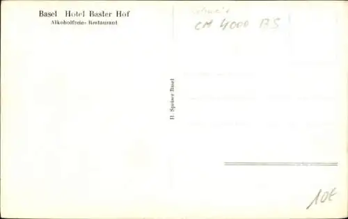Ak Basel Stadt Schweiz, Hotel Basler Hof, alkoholfreies Restaurant, Innenansicht