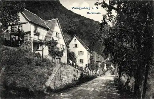 Ak Zwingenberg am Neckar Baden, Dorfstraße