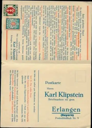 Klapp Ak Werbung, Danzig-Album, Subskription, Briefmarken, Karl Klipstein, Erlangen