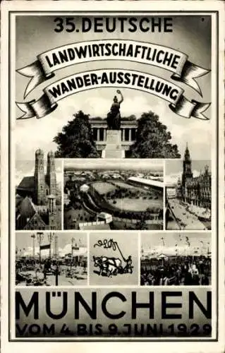 Ak München, 35. Deutsche Landwirtschaftliche Wanderausstellung 1929, Bavaria, Frauenkirche, Rathaus