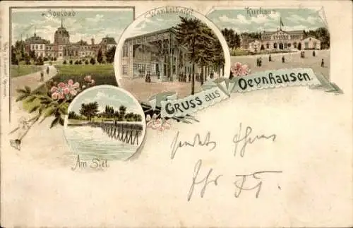 Litho Bad Oeynhausen in Westfalen, Soolbad, Siel, Kurhaus, Wandelbahn