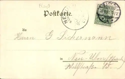 Litho Saverne Zabern Elsass Bas Rhin, Gesamtansicht, Hohbarr, Postamt, Elsässerin