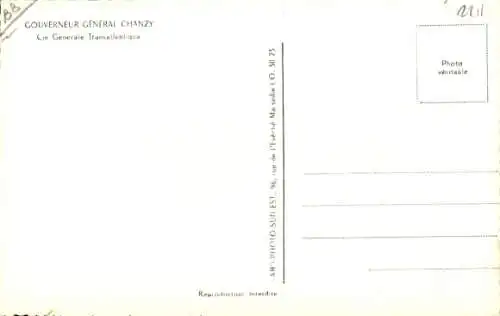 Ak Paquebot Gouverneur General Chanzy, CGT, French Line