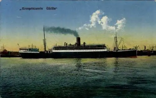 Ak Dampfschiff Kronprinzessin Cecilie, HAPAG, Ansicht Steuerbord