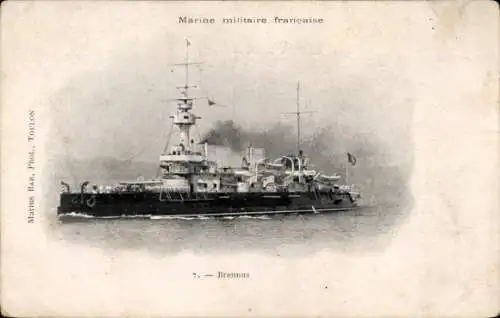 Ak Französisches Kriegsschiff, Brennus, Cuirassé, Marine Militaire Francaise