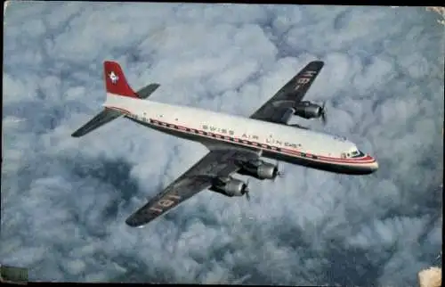 Ak Swissair, Transatlantic DC-6 B, Passagierflugzeug