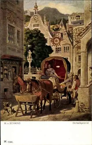 Künstler Ak Schwind, Moritz von, Die Hochzeitsreise, Kutsche, Ackermann 213 2166  b