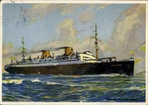 Künstler Ak Dampfschiff Columbus, Norddeutscher Lloyd Bremen