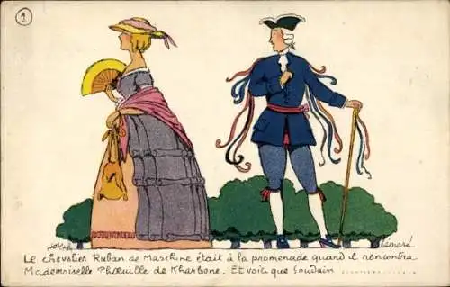 Künstler Ak Renard, Histoire des Amours de Demoiselle Phoeuille de Kharbone, Premier Episode