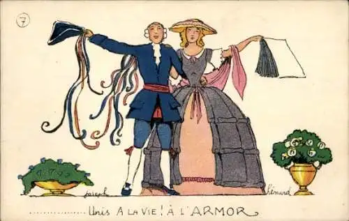 Künstler Ak Renard, Histoire des Amours de Demoiselle Phoeuille de Kharbone, Septieme Episode