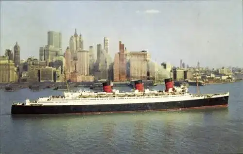 Ak New York City USA, Dampfschiff RMS Queen Mary, Cunard Line