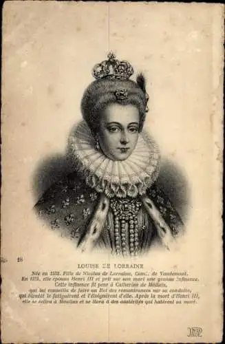 Ak Louise de Lorraine, Königin von Frankreich und Polen