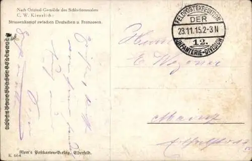 Künstler Ak Kiesslich, C. W., Straßenkampf zwischen Deutschen und Franzosen