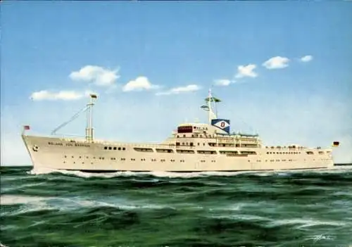 Ak Fährschiff MS Roland von Bremen, Bremerhaven Helgoland, Bremer Seebäderdienst D. Oltmann & Co.