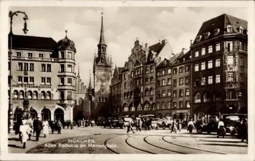 Ak München, Altes Rathaus, Marienplatz