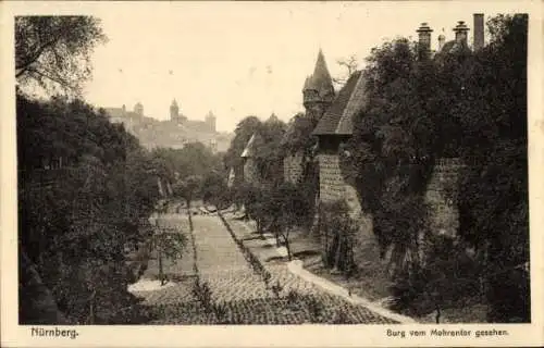 Ak Nürnberg in Mittelfranken, Burg, Blick vom Mohrentor