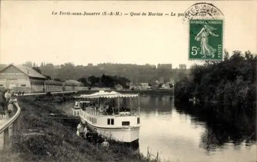 Ak La Ferte sous Jouarre Seine et Marne, Quai de Marine, Le yacht a Eider