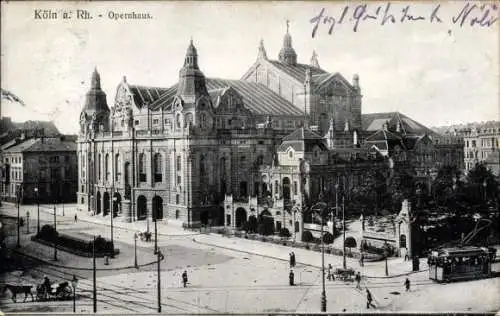 Ak Köln am Rhein, Opernhaus, Straßenbahn