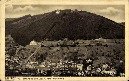 Ak Bad Wildbad im Schwarzwald, Panorama, Sommerberg, Bergbahn