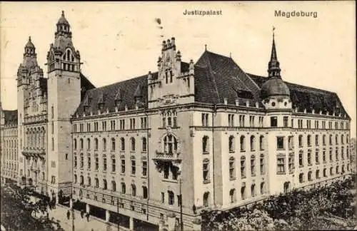 Ak Magdeburg, Partie am Justizpalast, Seitenansicht