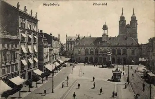 Ak Magdeburg an der Elbe, Altmarkt, Rathaus, Kirche, Denkmal