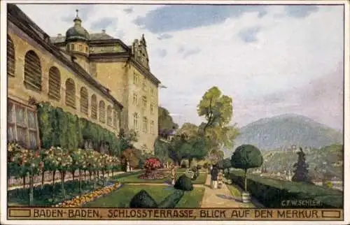 Ak Baden Baden am Schwarzwald, Schlossterrasse, Merkur