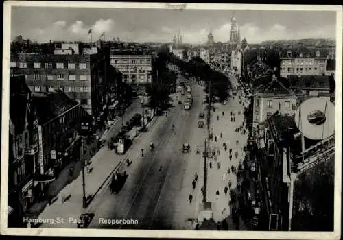 Ak Hamburg Mitte St. Pauli, Reeperbahn, Straßenbahn